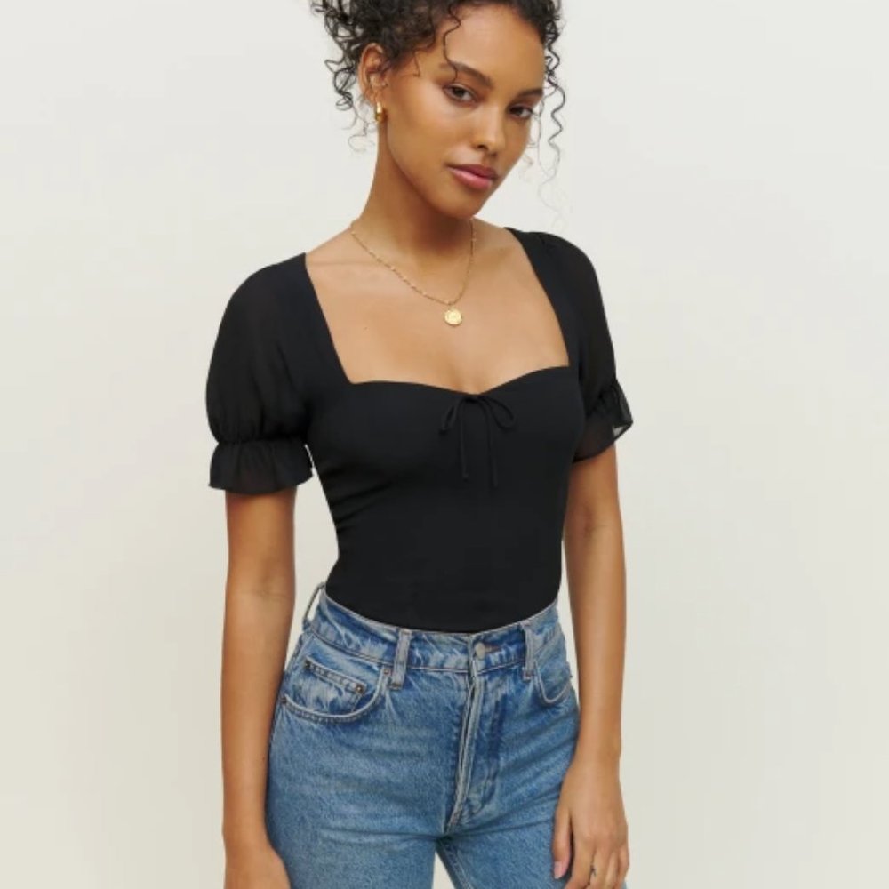 Reformation Delevan Top - Black - Size 6